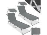 tectake® 2er Set Gartenliege, klappbar, 4-fach verstellbare Rückenlehne, 190 x 68 x 28 cm