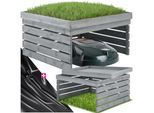 tectake® Rasenmäher-Roboter-Garage , gebeizte Kiefernlatten, wetterfest, Dach zum Bepflanzen, 84 x 78 x 46 cm