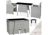 tectake® Rattan Sitzgruppe, für 2 Personen, UV-beständig, zusammenschiebbar