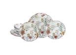 Creatable Tafelservice , Weiß, Bordeaux , Keramik , 12-teilig , Blume , lebensmittelecht, stapelbar , Geschirr, Geschirrsets, Tafelservice