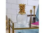 KARE Deko-Dose Pineapple, Höhe 31 cm, Glas, klar, gold