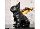 KARE Deko-Figur Sitting Angel Dog, schwarz/gold, Steingut