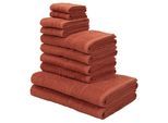 my home Handtuch Set »Inga, Duschtücher, Handtücher, Gästetücher, Seiftücher«, 10 tlg., Walkfrottee, Handtücher mit feiner Bordüre, 100% Baumwolle, einfarbig, weich
