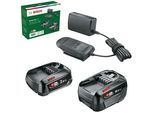 BOSCH Home & Garden Werkzeugakkus mit Ladegerät Starter-Set 18V Li-Ion 1x 2,0 + 1x 4.0 Ah