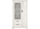 Vitrine FORTE "Kashmir", weiß (pinia weiß), B:113cm H:210,3cm T:48,2cm, Dekorfolie, FSC-zertifizierter Holzwerkstoff, Floatglas, Metall, Schränke, Vitrine, Breite 113 cm