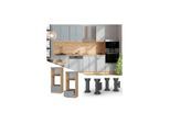 Vicco Mikrowellenschrank Fame-Line Eiche Hellblau-Grau gerahmt 60 cm mit Schublade
