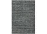Wollteppich THEKO "Pure UNI", grau (anthrazit), B:70cm H:14mm L:140cm, Schurwolle, Teppiche, Handwebteppich, meliert, reine Wolle, handgewebt