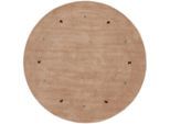 carpetfine Wollteppich "Gabbeh Uni" rund 15 mm Höhe reine Wolle handgewebt, Gabbeh Tiermotiv warmes Raumklima viele Grössen