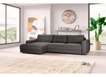 Ecksofa TRENDMANUFAKTUR "Bourbon II, hoher Sitzkomfort, extrabreite Recamiere für Relaxkomfort", grau (smoked pearl), B:303cm H:84cm T:176cm, 100% Polyester, Sofas, Ecksofa, wahlweise mit Bettfunktion und Bettkasten, zeitlos und elegant, L-Form