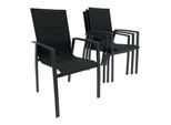 DEGAMO Stapelsessel FARO, Aluminium anthrazit + Kunstgewebe gepolstert schwarz, 4 Stück