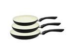 ELO Pfannenset , Creme, Schwarz , Metall , 3-teilig , kratzfest, antihaftbeschichtet , Kochgeschirr, Pfannen, Pfannensets