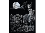 PRACHT® Creatives Kratzbild Wolf & Mond silber