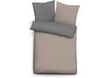 Bettwäsche BIBERNA Gr. 2, grau (taupe, grau), B/L: 155cm x 220cm, Linon, B/L: 80cm x 80cm, Linon, 100% Baumwolle, Bettwäsche