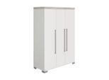 Paidi Babykleiderschrank Kira, Grau, Weiß, Eiche, Holzwerkstoff, 6 Fächer, 0 Schublade(n) Schubladen, 135.3x193.1x55.6 cm, Blauer Engel, Goldenes M, erweiterbar, Beimöbel erhältlich, umfangreiches Zubehör erhältlich, Babymöbel, Babykleiderschrank