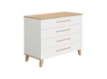 Paidi Wickelkommode Oscar, Weiß, Holz, Eiche, massiv, 4 Schublade(n) Schubladen, 123.5x95.0x55.9 cm, Blauer Engel, Goldenes M, Babymöbel, Wickelkommoden & Zubehör, Wickelkommoden