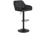 Boxxx Barhocker , Anthrazit , Metall, Textil , Säule, Bodenplatte , 51x87-108x52 cm , Sitzfläche 360° drehbar , Esszimmer, Barmöbel, Barhocker