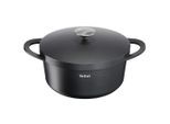 Tefal Kochtopf Trattoria , Schwarz, Edelstahl , Metall , 6,7 L , rund , 30x14.5x34.5 cm , backofengeeignet, hitzebeständige Griffe, mit Silikongriffen