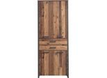 Aktenschrank FORTE "Clif", grau (old – wood vintage, betonoptik dunkelgrau), B:86cm H:220,7cm T:41,6cm, Schränke, Mehrzweckschrank im Industriestil, Breite 86 cm x Höhe 220 cm