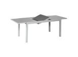 Gardenson Gartentisch , Silberfarben , Metall, Glas , rechteckig , eckig , 90x75x140-200 cm , ausziehbar , Gartenmöbel, Gartentische, Gartentische Ausziehbar
