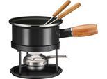 Fonduetopf MÄSER "aus schwarzer Emaille", schwarz, Töpfe, inkl. einem Rechaud, 2 Fonduegabeln und einem Brenner
