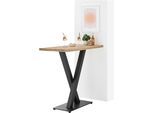 Bartisch STOLKOM "Duke Eiche Massivholz geölt, Hochtisch BxHxT 120x104x60 cm", braun (eiche massiv, schwarz, eiche massiv), H:104cm, Tische, Bartisch, Gerade Kante, Eiche Massivholz geölt durchgehende Lamelle