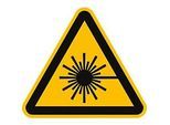 moedel Warnzeichen „Warnung vor Laserstrahl“, nach ISO 7010 W004, Folie selbstklebend, B 20 x H 20 mm, 12 Stück/Bogen