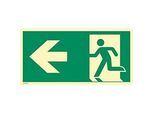moedel Fluchtwegschild „Notausgang links Pfeil links“, nach ISO 7010 E001, Kunststoff, langnachleuchtend, B 297 x H 148 mm
