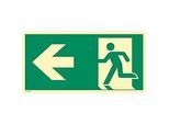 moedel Fluchtwegschild „Notausgang links Pfeil links“, nach ISO 7010 E001, Kunststoff, langnachleuchtend, B 400 x H 200 mm