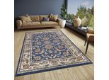 Teppich HANSE HOME "Reni", blau (blau,creme), B:120cm H:8mm L:170cm, Jute, Polyester, Polypropylen (PP), Teppiche, Teppich, Läufer, Orientalisch, Kurzflor, Wohnzimmer, Schlafzimmer, Esszimmer