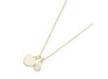 Goldkette LUIGI MERANO "2 Anhänger, Herz und Zirkonia, Gold 375", gold, Halsketten, Damen, 45cm, Gelbgold 375, Goldkette