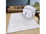 Designteppich ELLE DECORATION "Cosy Panglao, auch als Rundteppich erhältlich", weiß, B:120cm H:14mm L:170cm, Polyester, Polypropylen (PP), Teppiche, uni Kurzflor, Hoch Tief Struktur, modern, Skandi, Boho, Wohnzimmer