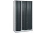 C+P Kombi-Schliessfachschrank Resisto, 3 Abteile, 8 Fächer, B 1148 x T 540 x H 1950 mm, Lichtgrau/Anthrazitgrau