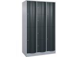 C+P Kombi-Schliessfachschrank Resisto, 3 Abteile, 8 Fächer, B 1148 x T 640 x H 1950 mm, Weissalu/Anthrazitgrau