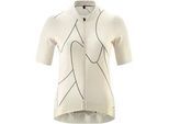 Radtrikot GONSO "Road Jersey Print W", Damen, Gr. 40, grau (hellgrau), 86% Polyester, 14% Elasthan, Rundhals, Kurzarm, Trikots, Damen Fahrradtrikot kurzarm, Full-Zip Trikot, Rückentasche, Slim Fit
