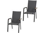 Siena Garden Klappsessel-Set , Anthrazit , Holz, Metall, Kunststoff , Teakholz , 62.5x98x68 cm , stapelbar, wetterfest , Esszimmer, Stühle, Klappstühle