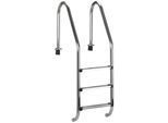 Poolleiter KWAD "Edelstahlleiter 3stufig breit 120cm", silber (silberfarben), B:50cm H:158cm, Edelstahl, Leitern, 120 cm Höhe