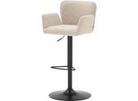 Barhocker "Salinas", beige (creme), B:39cm H:84cm T:42cm, 96% Polyester/4% Acryl, SET ONE BY MUSTERRING, Hocker, Barhocker, mit Trompeten-Säulengestell in schwarz, höhenverstellbar, 4 Farben
