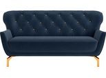 3-Sitzer SIT & MORE "Orient 3", blau, B:183cm H:89cm T:88cm, 100% Polyester, Sofas, inkl. 2 Zierkissen mit Strass-Stein, goldfarbene Metallfüße