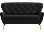 2-Sitzer SIT & MORE "Orient 3", schwarz, B:153cm H:89cm T:88cm, 100% Polyester, Sofas, inkl. 2 Zierkissen mit Strass-Stein, goldfarbene Metallfüße
