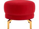 Polsterhocker SIT & MORE "Orient 3", rot, B:63cm H:46cm T:63cm, 100% Polyester, Hocker, Polsterhocker, goldfarbene Metallfüße
