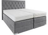 Boxspringbett, grau (dunkelgrau), B:190cm L:212cm, Bezug der Obermatratze: 100% Polyester, Bezug abnehm- und waschbar bis 60C;Unterbox und Kopfteil: Microvelours-Bezug (100% Polyester), WESTFALIA SCHLAFKOMFORT, Komplettbetten, Boxspringbett