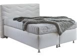 Boxspringbett "Sigma", weiß, B:155cm L:210cm, Bezug Bett: Microvelours (100% Polyester) oder Feinstruktur (100% Polyester);Bezug Bonnell-Federkernmatratze: 100% Polyester;Bezug Kaltschaummatratze: 100% Polyester;Bezug Tonnentaschenfederkernmatratze: 80% Baumwolle, 20%Polyester, WESTFALIA SCHLAFKOMFORT, Komplettbetten, Boxspringbett