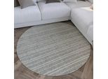 Wollteppich WECON HOME "Hamptons FORTYFIVE", grau, H:15mm Ø:180cm, Schurwolle, Teppiche, Schurwolle, Kurzflor, Wohn- & Schlafzimmer, elegant, Streifen Design