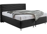 Boxspringbett "Sigma", schwarz, B:215cm L:210cm, Bezug Bett: Microvelours (100% Polyester) oder Feinstruktur (100% Polyester);Bezug Bonnell-Federkernmatratze: 100% Polyester;Bezug Kaltschaummatratze: 100% Polyester;Bezug Tonnentaschenfederkernmatratze: 80% Baumwolle, 20%Polyester, WESTFALIA SCHLAFKOMFORT, Komplettbetten, Boxspringbett