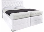 Boxspringbett, weiß, B:190cm L:212cm, Bezug der Obermatratze: 100% Polyester, Bezug abnehm- und waschbar bis 60C;Unterbox und Kopfteil: Microvelours-Bezug (100% Polyester), WESTFALIA SCHLAFKOMFORT, Komplettbetten, Boxspringbett