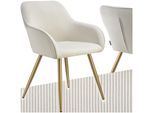 tectake® Esszimmerstuhl, gepolstert, in Cordoptik, robuste Stahlbeine, 58 x 62 x 82 cm