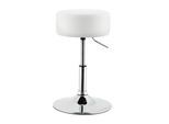 Juskys Schminktisch Hocker Tonia rund Ø 33 cm, höhenverstellbar 49 - 64 cm, Kunstlederüberzug Weiß