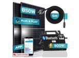 SUNNIVA® 850W Balkonkraftwerk 800W komplett Steckdose - Astro-Energy 800W Micro Wechselrichter - PV Solaranlage Komplettset - 2x 425W (850W) Solarmodule - inkl. 5m Kabel - Bluetooth, WIFI