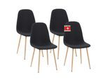 Albatros Esszimmerstuhl FANO mit Stoff Bezug, 4er Set Schwarz, stilvolles Vintage Design, belastbar mit 110Kg, Polsterstuhl - Moderner Küchenstuhl