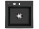 Villeroy und Boch Subway 50 S Einbauspüle 331502S5 mit Ablaufgarnitur, Excenterbetätigung, 525 x 510 mm, ebony CeramicPlus